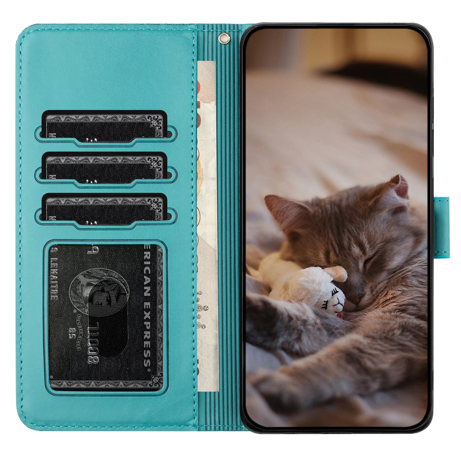 Pro Samsung Galaxy A14 4G 5G Kryt na telefon Kožený stojánek S potiskem na zeď Cats Pouzdro na telefon Peněženka s popruhem Pro Samsung Galaxy A14 4G 5G Kryt na telefon Kožený stojánek S potiskem na zeď Cats Pouzdro na telefon Peněženka s popruhem